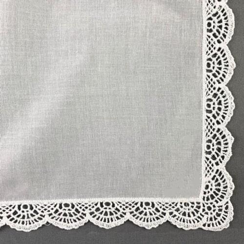 Ladies handkerchief White soft 100% cotton Wedding Handkerchief Elegant Embroidered crochet lace For Bridal Hankies