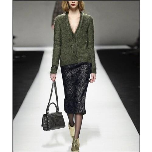 New Arrival Fashion Show 2018 Spring Lady Woolen Skirt Two Piece Sets Womens Office Suit Casual Sweater Business Sets SO6373