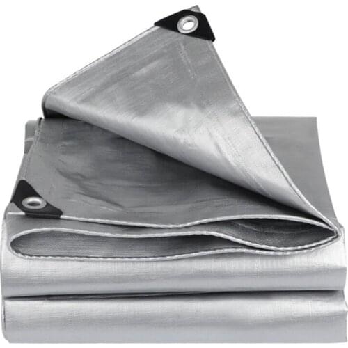 0.32mm Both Sides Silvery PE Tarp Cover Rainproof Cloth Camping Tent Awnings Waterproof Sun Shade Net Home Garden Plants Cover