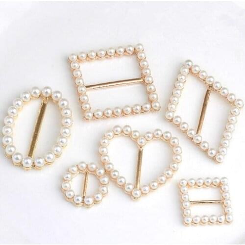 10pcs Gold Pearl DIY accessories decoration buckle for wedding invitation card for ribbon slider