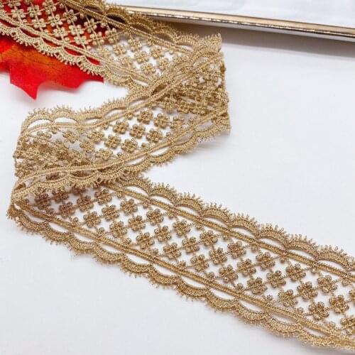 2Yards 4.3cm wide Clothing Accessories Lace Gold Line Code Polyester Embroidery Lace Tris Handmade Doll Skirt Accessories Spot