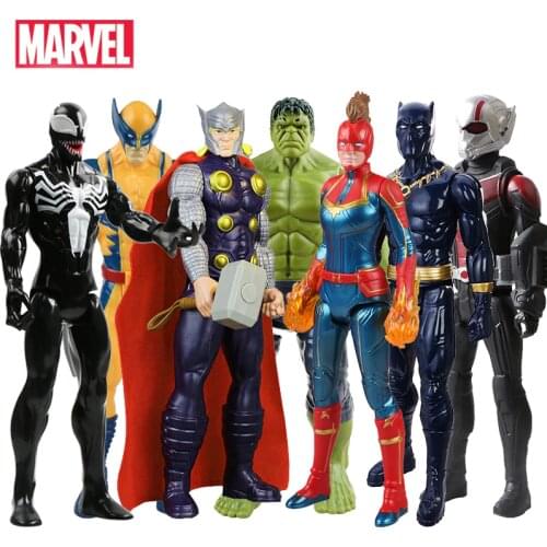 30cm Marvel Avengers Venom Hulk Black Panther Ant Man Captain America Thor Wolverine Thanos Action Figure Kid Toy For Children