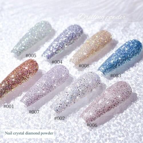 8 Colors Nail Crystal Diamond Powder Rainbow Color Micro Glitter Shiny Glass Drill Holographic Nails Art Pigment Decoration S9E6