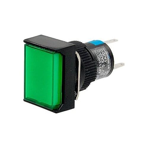 AL16 AC220V 5 Pin Self-locking/Momentary Green/Red/Blue/White/Orange Rectangle Cap Button Switch Light 12V DC 1NO 1NC