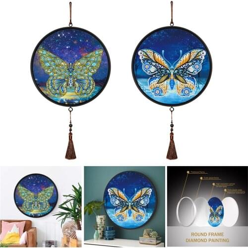 2PCS 5D DIY Diamond Embroidery With Frame Special Shaped Diamond Painting Art Kits Decorations Round Shape Home Decor