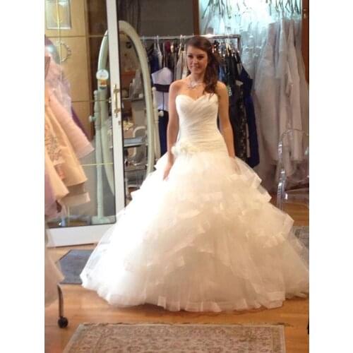 ANGELSBRIDEP Sweetheart Ball Gown Wedding Dresses Vestido De Noiva Simple Design Fashion Ruffle Court Train Cheap Bride Gowns