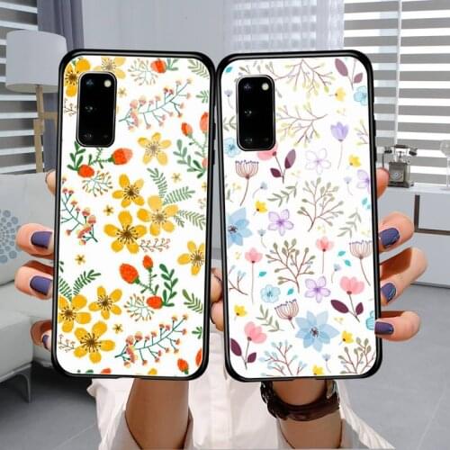 Floral flower pattern Phone Case Tempered Glass For Samsung S20 Plus S7 S8 S9 S10E Plus Note 8 9 10 Plus A7 2018