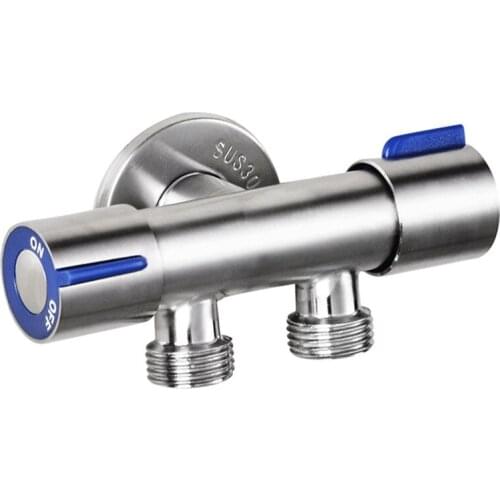G1/2 x 1/2 304 Stainless Steel One Into Two Three-Way Angle Valve, Double Handle Double Control Single Cold Multi-Function Fauce