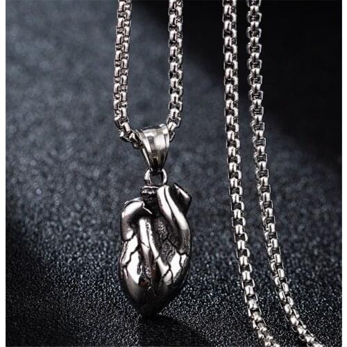 316L Stainless Steel Punk Anatomia Heart Pendant Anatomy Jewelry Black Gold Anatomical Heart Necklace
