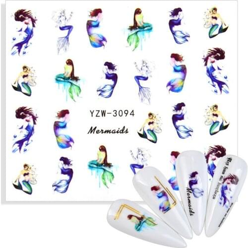 2021 Summer Water Transfer Nail Art Stickers Ocean Animal Cartoon Mermaid Sliders Starfish Octopus Whale Jellyfish Decor Decal
