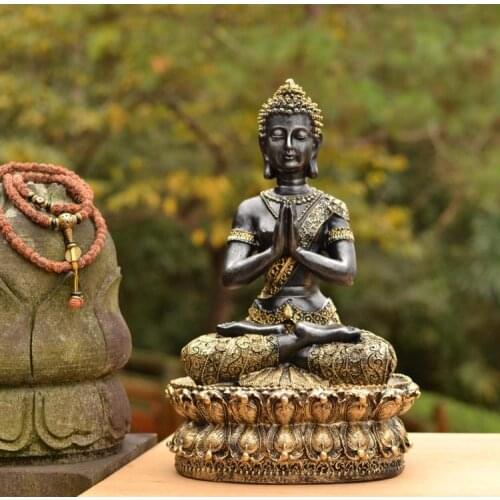 TOP GOOD Wholesale Buddhist supplies # home good decorative Buddha art -Southeast Asia Lotus Praying Sitting Buddha art statue