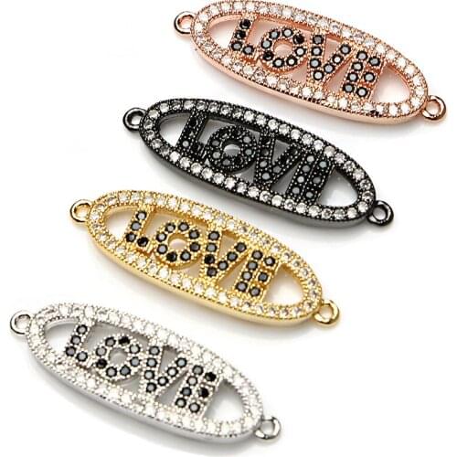 Micro Inlaid Cubic Zirconia LOVE Jewelry Metal Connector Geometry Suitable For Couples Bracelet Necklace Making DIY Accessories