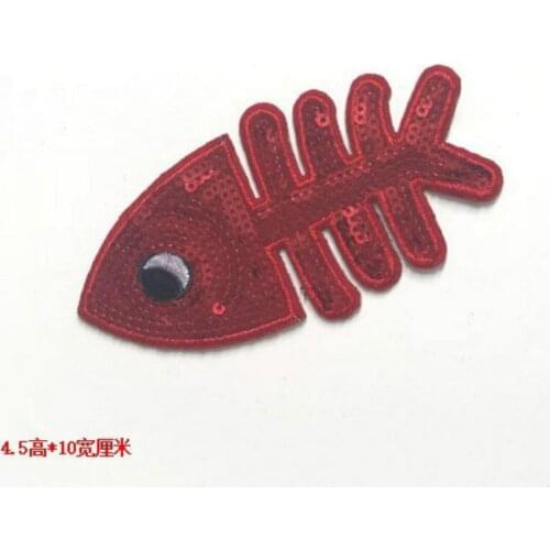 50pcs/Lot Embroidery Patches Letters Clothing Decoration Accessories Animal Fish Bone Sequins Diy Iron Heat Transfer Applique
