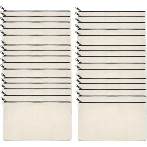 New 30Pcs Canvas Zipper Bag Pencil Case Cosmetic Bag Blank Bag DIY Craft Bag Cosmetic Bag Cosmetic Bag DIY Craft School