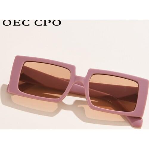 OEC CPO Fashion Rectangle Sunglasses Women Men Retro Square Sun Glasses Female Orange Eyeglasses Punk Shades Eyewear Party UV400