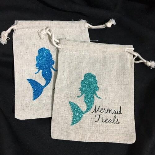 Mermaid Birthday bridal shower Hen party pouches wedding favor gift Muslin bags Bachelorette Hangover recovery Survival kits