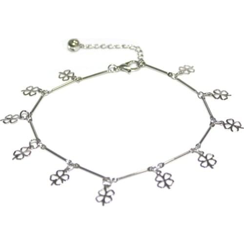 Simple Beach Ladies Anklet Foot Accessories Metal Chain Trend Fashion Four-leaf Clover Pattern Female Feet Bare Chain