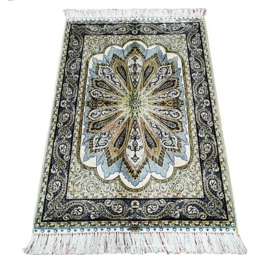 Seeykeep™ 2.7x4ft Rectangle Exquisite Mezquita Dome Pattern Rendered Paisley Designs Silk Handknotted Rug-NY3016287