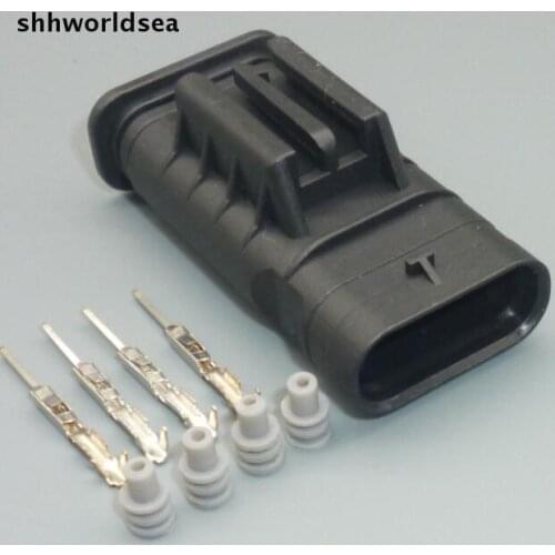Shhworldsea 1.0MM 4 pin car waterproof electrical connector auto Oxygen sensor plug with terminal automotive male connector