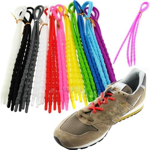 Unisex Women Men Athletic Running X-Tie Lazy Shoelaces Easy Soft Elastic Silicone Shoe Lace Strings Cable Sneaker Straps