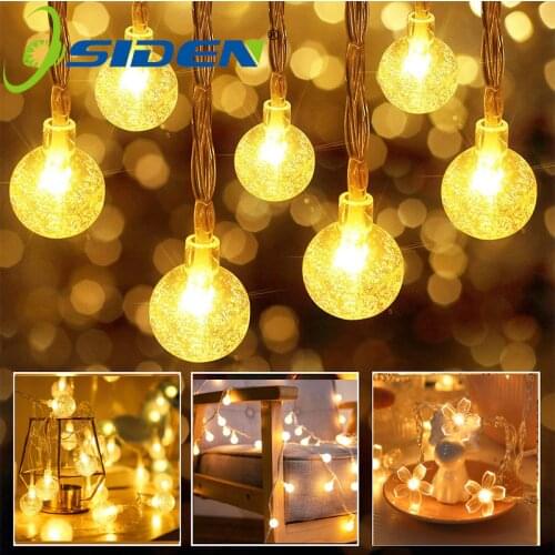 LED Fairy Lights Strings Crystal Ball/Globe/Peach Blossom Waterproof Outdoor Lamp Garland Christmas Holiday Wedding Party Decor