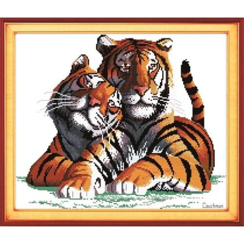 Tiger cross-stitch, blind date love animal series tiger pattern handmade needlework cross-sew decorative paintings