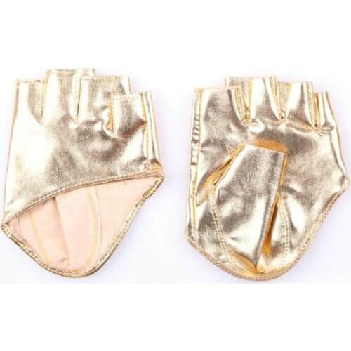 Half Finger PU Leather Gloves Lady Fingerless Driving Show Gloves for women