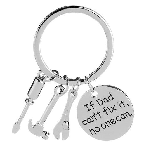 1pc lettering If Dad can't fix it,no one can with hardware tools Key Chain for father day gift love family keychain