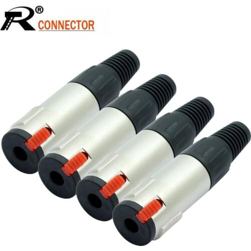 10pcs/lot 6.35mm Stereo Jack 1/4 inch TRS Female connector Microphonne MIC Cable Wire Connector with Locking