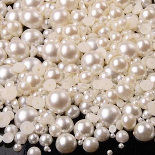 100pcs 2-14mm ABS Half Round Imitation Pearl Beads Flat Back Scrapbook for Jewelry Making Craft Clothing Mobile-Phone-Case DIY G
