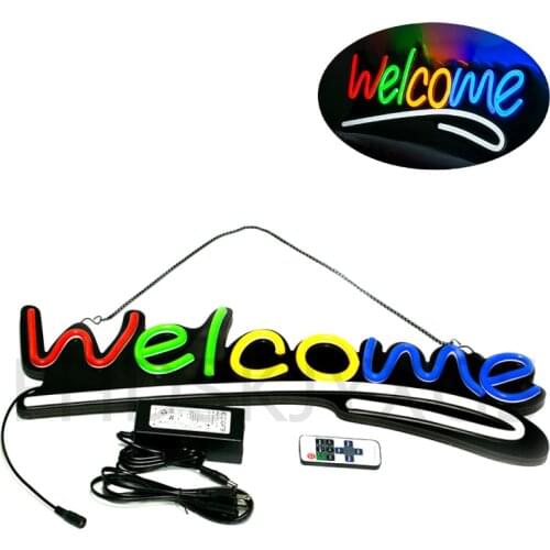 Welcone Sign 2021 neon 110v 220v Advertising Signboards Led Board Display LED Open Welcome Working For Shop Banner Bar