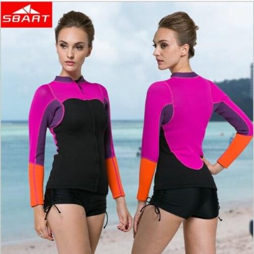 2MM Neoprene Wetsuit Shirt Long Sleeve Super Stretch Surfing Wetsuit Tops For Women Scuba Dive Surf Clothing New