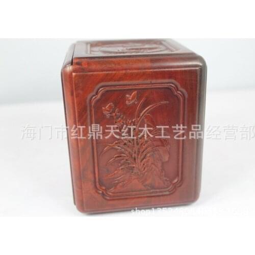 2014 high-grade red wood jewelry box plum chrysanthemum dimensional relief upscale jewelry box wholesale jewelry box