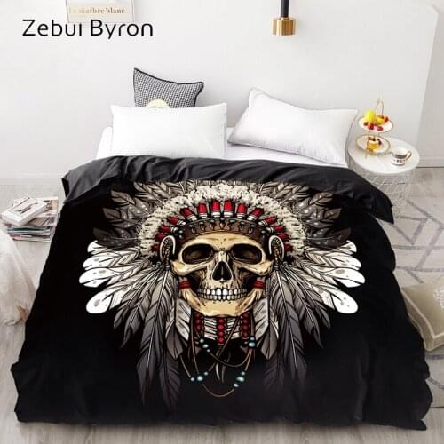 3D HD Print Custom Duvet Cover,Comforter/Quilt/Blanket case Queen/King,Bedding 135/220/240/200x200,indian skull warrior
