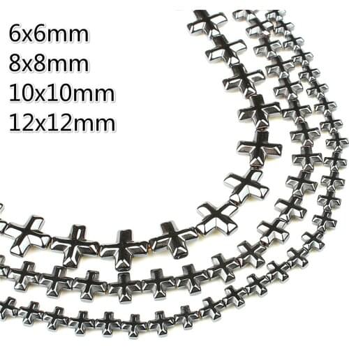 6~12mm Natural Stone Black Hematite Beaded Arrow Cross Loose Beads Charms Jewelry Making DIY Bracelet Necklace Accessories 15