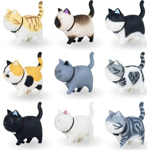 90Pcs (10Set) 4CM Japanese Cat Round Sturdy Kitty Cat Figure Toys Creative Landscaping Car Home Ornament Doll Toy