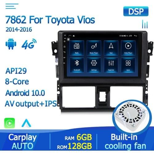 Yelloberry Built in carplay 4GLTE car radio Android 10 For TOYOTA VIOS YARIS 2013 2014 2015 2016 Audio GPS navi with 8 core WIFI