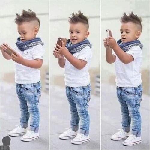 2017 boys clothing sets children clothing set short sleeved T-shirt + jeans 2 pcs boy clothes suit retail