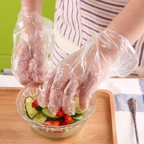 200Pcs/100Pcs Plastic Large Disposable Polyethylene Clear Gloves Food Dealing Cooking Cleaning Kitchen Restaurant BBQ Accessory