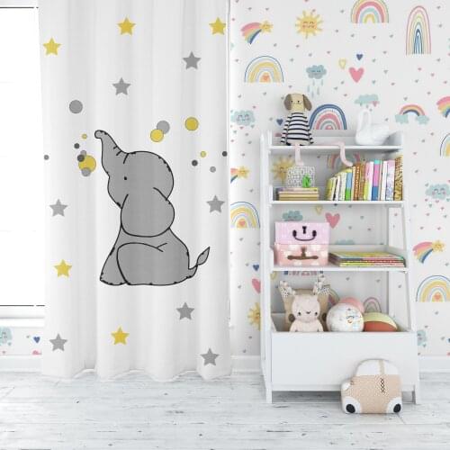 Digital Printed Childrens Room Anti-Allergic, Easy To Clean Cornice and Rustic Rod Compatible Backdrop Curtain