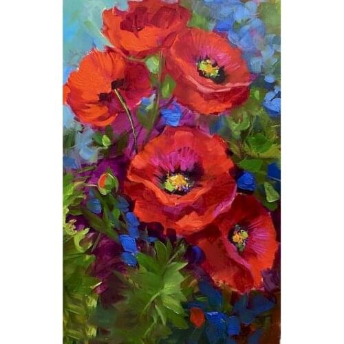 GATYZTORY 60x75cm Frame DIY Painting By Numbers Kits red flowers Abstract Modern Home Wall Art Picture Flowers Paint By Numbers