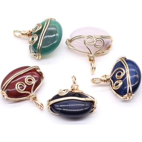 Natural Stone Black/Red/Green Agated Pendant High Quality Crystal for Charms Jewelry Making Pendant Necklace Reiki healing gift