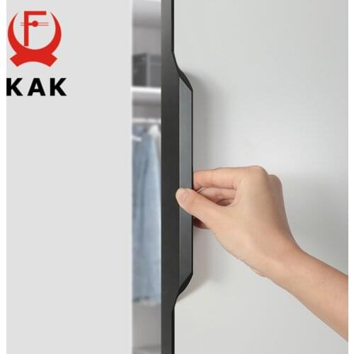 KAK Black Hidden Cabinet Handle Aluminium Alloy Kitchen Handle Drawer Knobs No Screw Needed Long Furniture Handle Door Hardware
