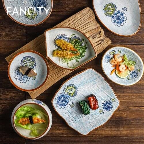 FANCITY Japanese-style personality shaped bowls household irregular ceramic tableware breakfast bowls soup bowls dessert dishes