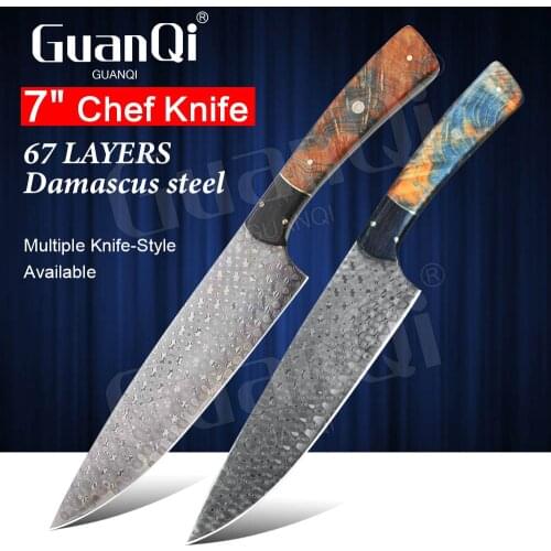 2PCS Damascus Steel Kitchen Chef Knife Damascus Kitchen Chef Knife Professional Stainless Steel Chef Knife Utility Kitchen Knife