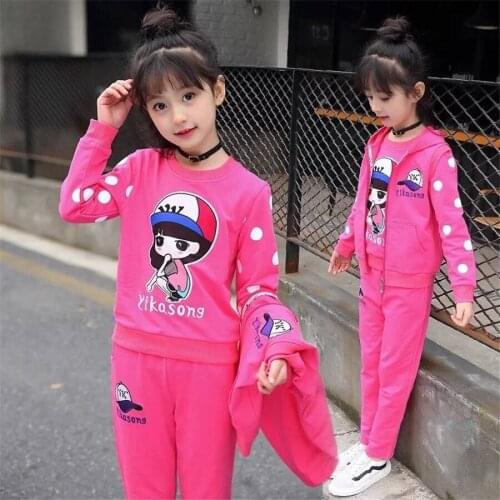 3pcs/lot Girls Clothing Set Cartoon Kids Hoodies Pants Kids Tracksuit For Girls Autumn Warm Clothing Sets Sport Suit 4 5 6 8 10T
