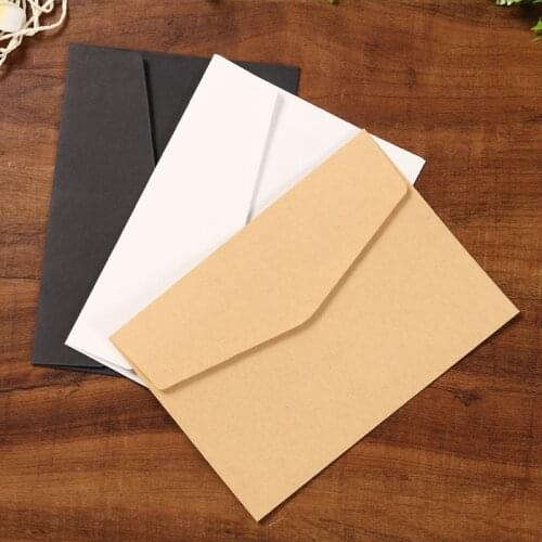 10 Pieces/lot) 12*17cm Black White Kraft Solid Color Blank Envelope Greeting Card Postcard Envelopes
