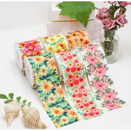 5 Yards Printed Grosgrain Ribbons For Hair Bows DIY Handmade Materials 51445