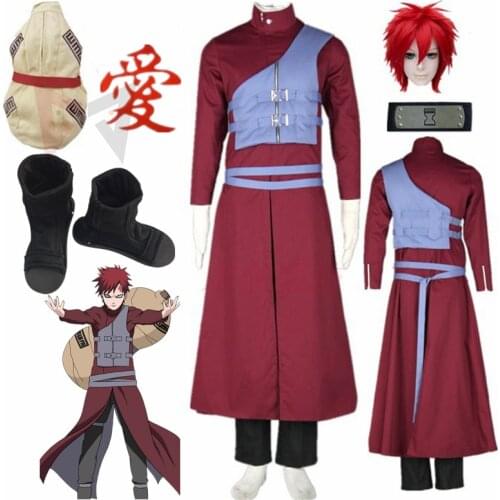 Anime cosplay Shippuden Gaara Cosplay Costume Red Coat Tailor Made Blue vest kids plus size Halloween costumes comic cosplay