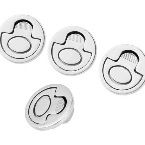 4pcs Stainless Steel Round Cabinet Pull Handle Flush Lifting Ring Locker Latch Boat Caravan Hardware Marine